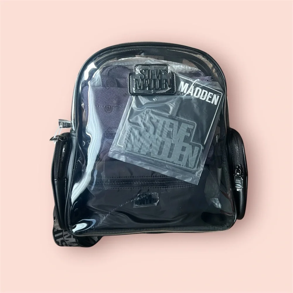 Steve Madden Birma clear logo back‎ pack set
